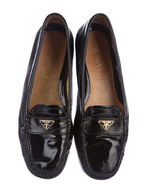 prada patent leather loafers women's.